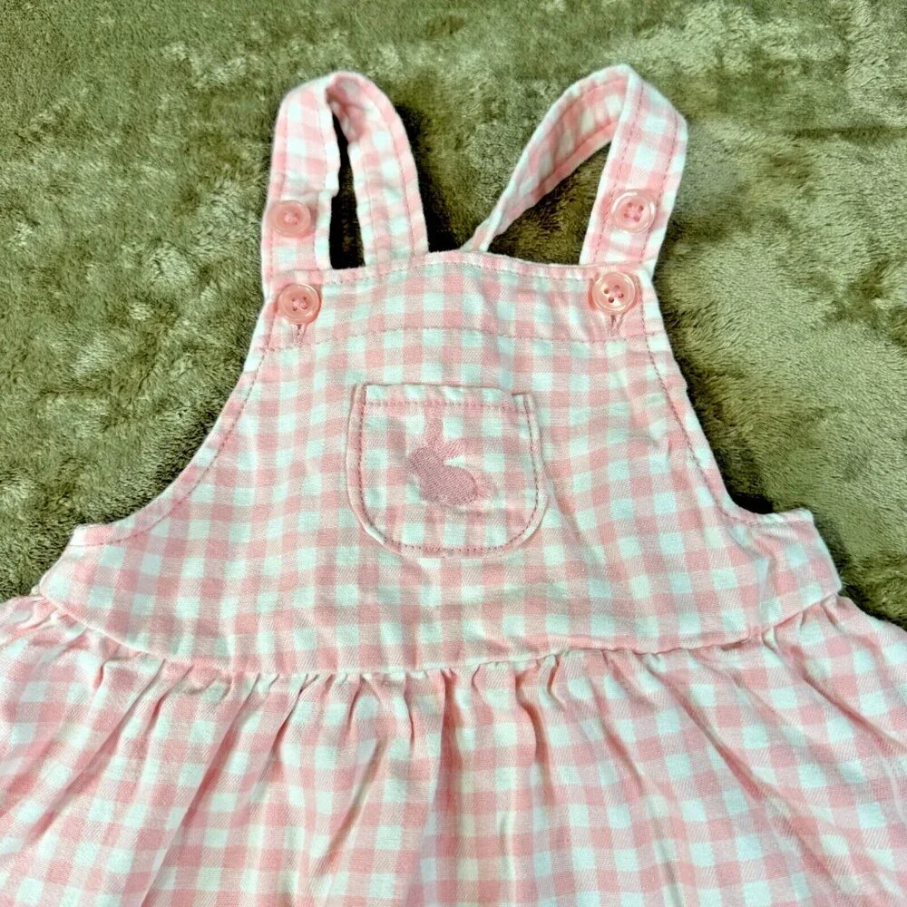 Carter's Just One You Baby Girls Gingham Bunny Overall Skirt Easter Pink 9M - Picture 4 of 11
